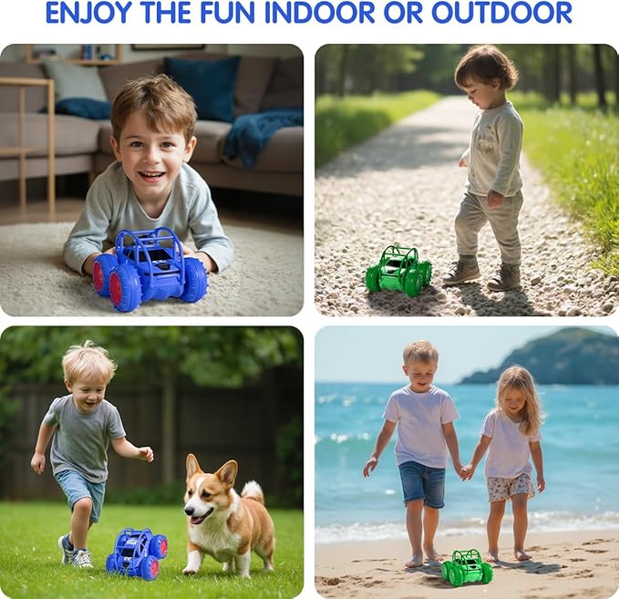 Remote Control Car, Fast Direct Charging RC Cars Amphibious 360° Rotating LED Rechargeable Stunt Car 2.4Ghz 4WD All Terrain RC Race Cars Toy Christmas Birthday Gift for Kids Boys Girls Aged 3-12 years