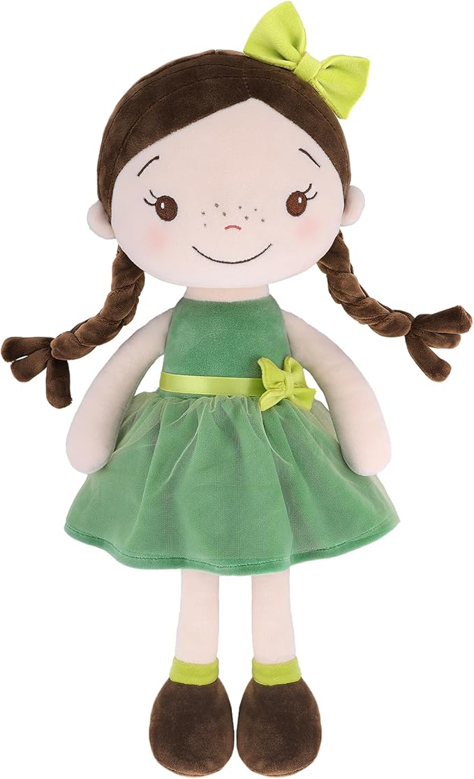 Soft Baby Doll Toys (16'') for Girls, My First Baby Rag Dolls for 1 Year Old Girl Birthday Gift Plush Doll Toys Machine Washable Baby Doll for Toddler Kids Infants - Forest Girl