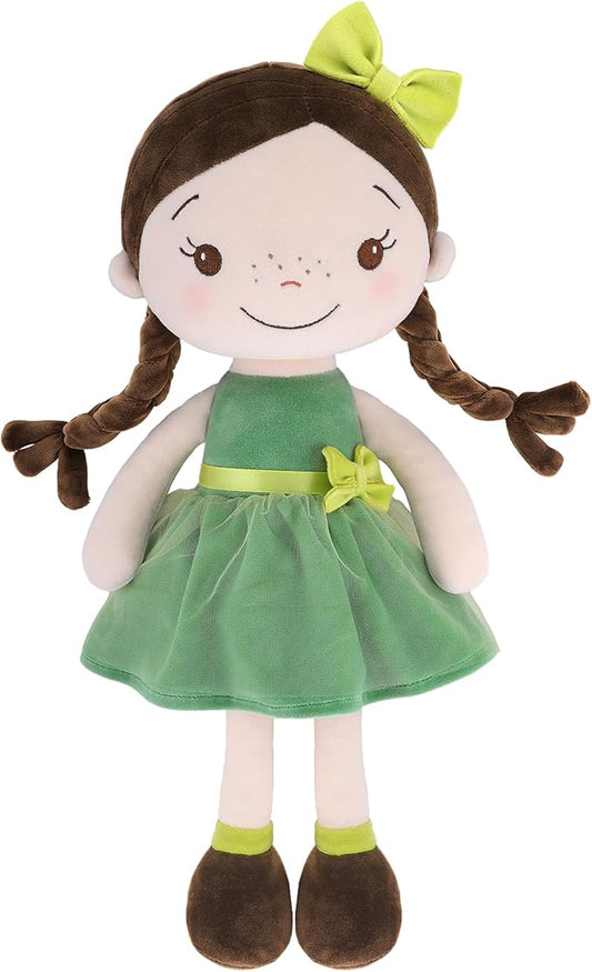 Soft Baby Doll Toys (16'') for Girls, My First Baby Rag Dolls for 1 Year Old Girl Birthday Gift Plush Doll Toys Machine Washable Baby Doll for Toddler Kids Infants - Forest Girl