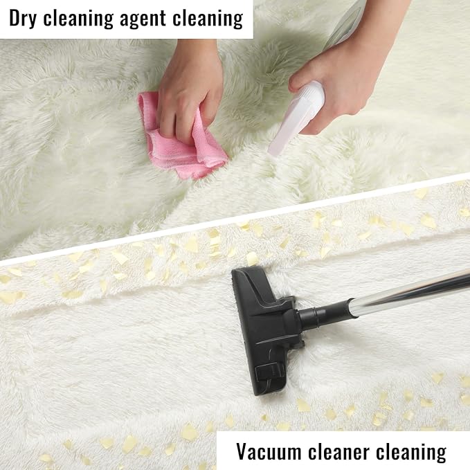 PAGISOFE Area Rugs 9x12 Living Room, Washable Cream White Fuzzy Shaggy Rugs for Bedroom, Office Ivory Fluffy Nursery Carpet Boys Girls Dorm Extra Large Pastel Rug for Kids Room Home Decor Aesthetic