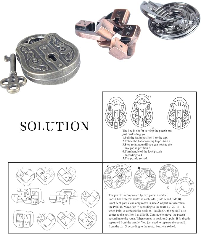 Brain Teaser Puzzle for Adults Puzzles Metal Hole Lock Adult Educational Toy Jigsaw IQ Puzzle (Blue)