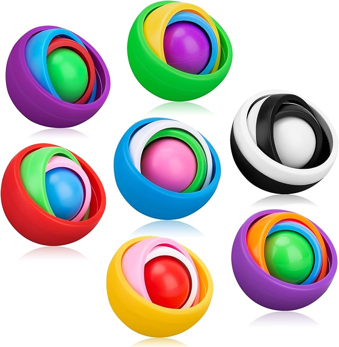 Fidget Gyroscope Set, Fidget Gyro Toys, Infinite Flip Toy Decompression Fingertip Gyro, ADHD Autism Stress Relief Hand Fidget Spinner for Adults Teens Kids, Random Color (4PCS)