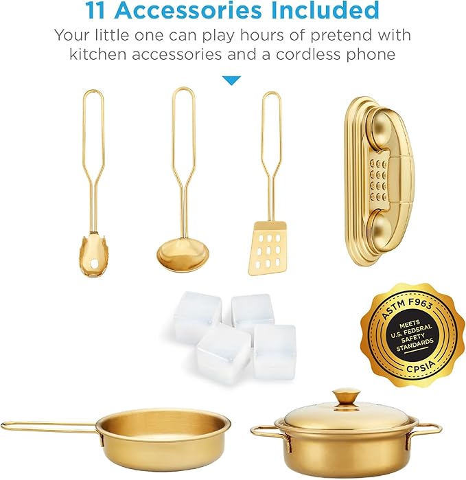 Best Choice Products Pretend Play Kitchen Wooden Toy Set for Kids w/Realistic Design, Telephone, Utensils, Oven, Microwave, Sink - Teal