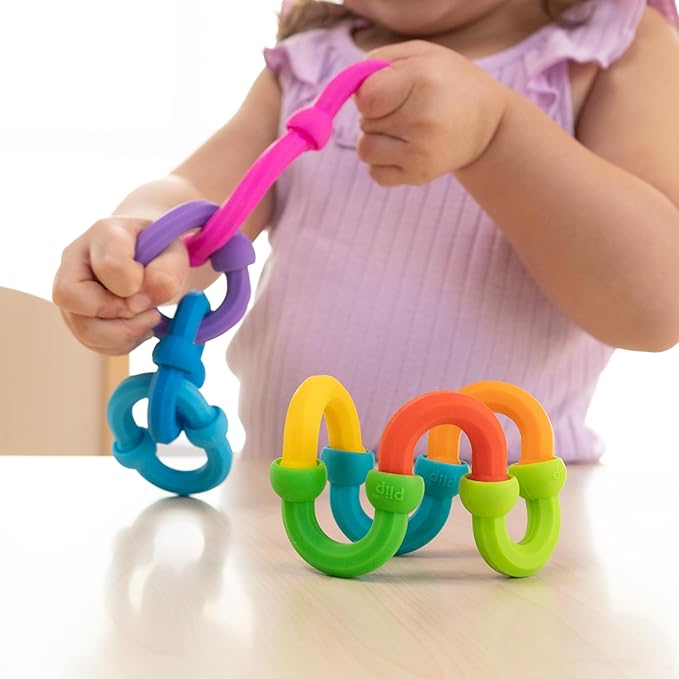 Fat Brain Toys Plip Links, Silicone Building Toys for Creative Play, Creative Construction Play Set for Preschoolers, Kids Toys Ages 3 to 12