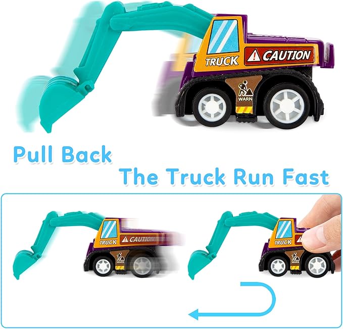 ThinkMax Sand Kit for Kids - 3lbs Sand, 6 Mini Construction Trucks, Toys, Signs, Castle Molds, Tools, Foldable Box and Storage Bin Tote - 43PCS Set for Boys Girls