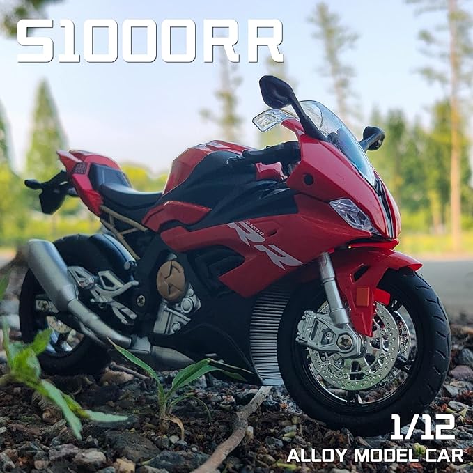 COOLPUR Die Cast Motorcycle Model for S1000RR, Realistic Motorcycle Model, 1:12 Scale Kids Moto Toy or Collection, Boyfriend,Young Peoples Gift(red)