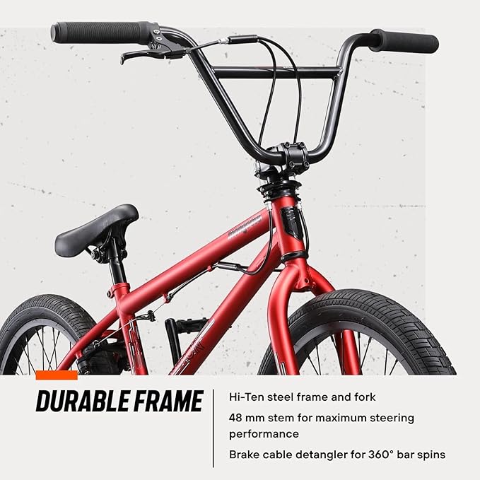 Mongoose Legion Kids Freestyle Sidewalk BMX Bike, Beginner Riders, Boys and Girls, 16-20-inch Wheels, Hi-Ten Steel Frame, Micro Drive BMX Gearing