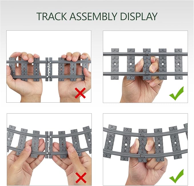 103pcs-City Train Tracks Extension Accessory Set, Compatible with Major City Train Sets 60205 60238, Railroad Building Toy for Kids, Gift for Train Enthusiasts-40 Curved 56 Straight 7 Crossing Rails