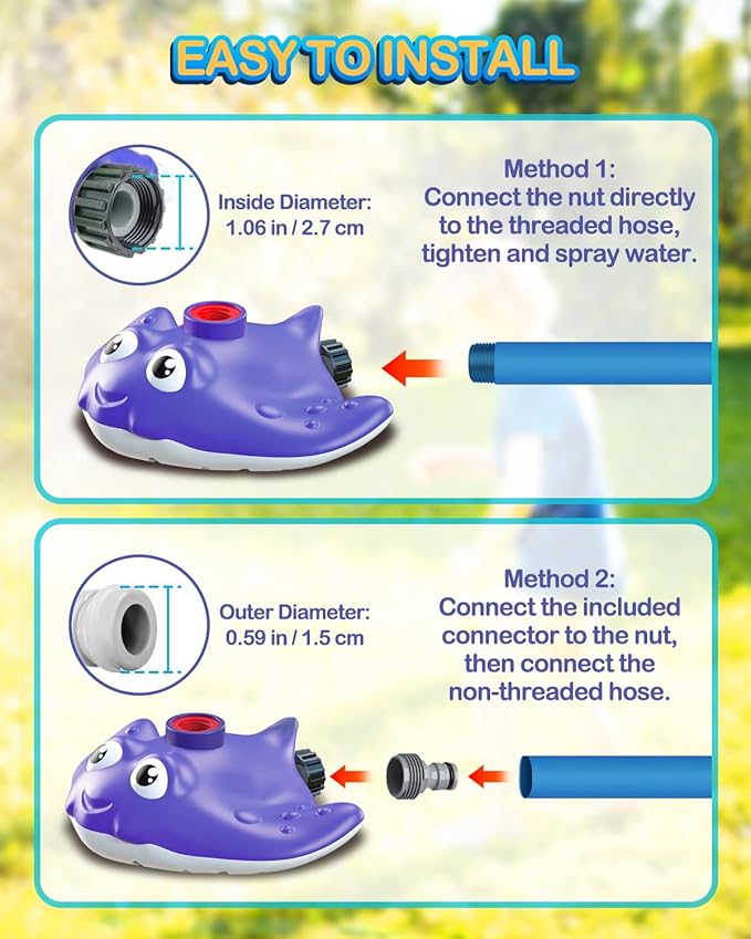 Water Sprinkler Baseball Toy for Kids Yard Outdoor Play,Summer Water Game with 360° Roating Spray Sprinkler Toy for Summer Outside Backyard Fun Garden Lawn Toddlers for Boys Girls Dogs Pets