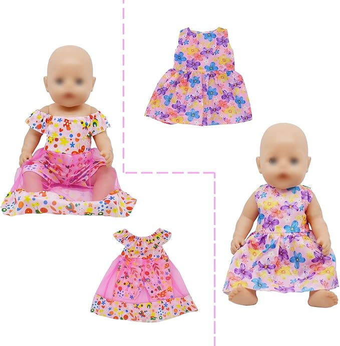 16-18 Inch Baby Doll Clothes 10-Piece Set: Casual Outfits, Pajamas & Hair Clip Accessories for 43cm Newborn Dolls for Toddlers & Collectors (Fits Most American Girl Dolls)