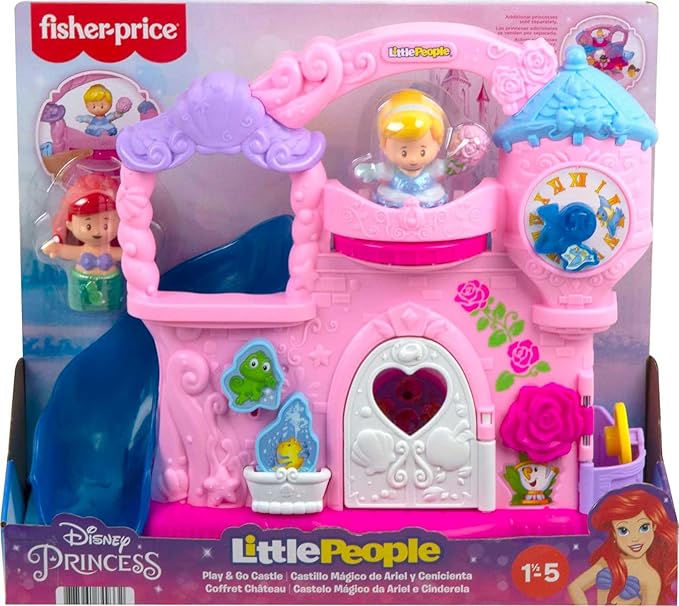 Fisher-Price Little People Toddler Toy Disney Princess Play & Go Castle Portable Playset for Pretend Play Kids Ages 18+ Months