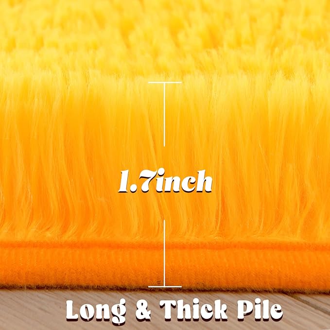 junovo Round Rug 4x4 Feet Fluffy Soft Area Rugs for Kids Girls Room Princess Castle Plush Shaggy Carpet Cute Circle Nursery Rug for Kids Girls Bedroom Baby Room Home Decor Circular Carpet, Orange