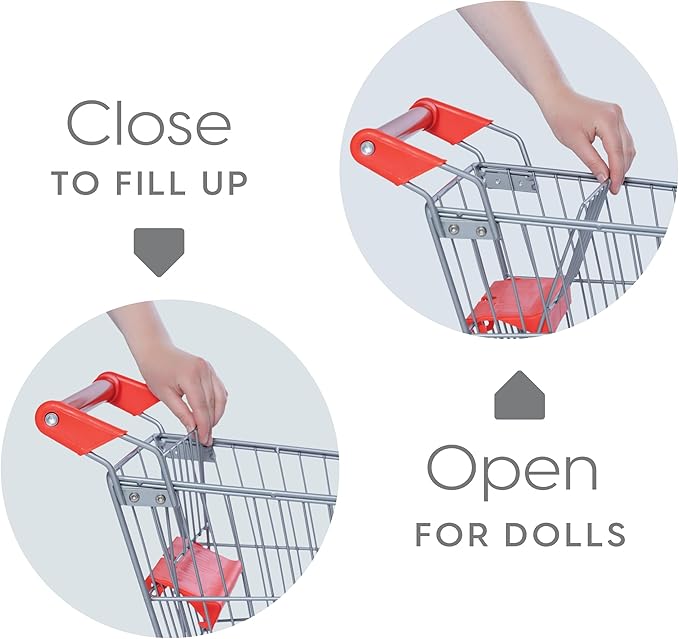 Milliard Toy Metal Shopping Cart - Supermarket Pretend Play Grocery Cart for Kids and Toddlers