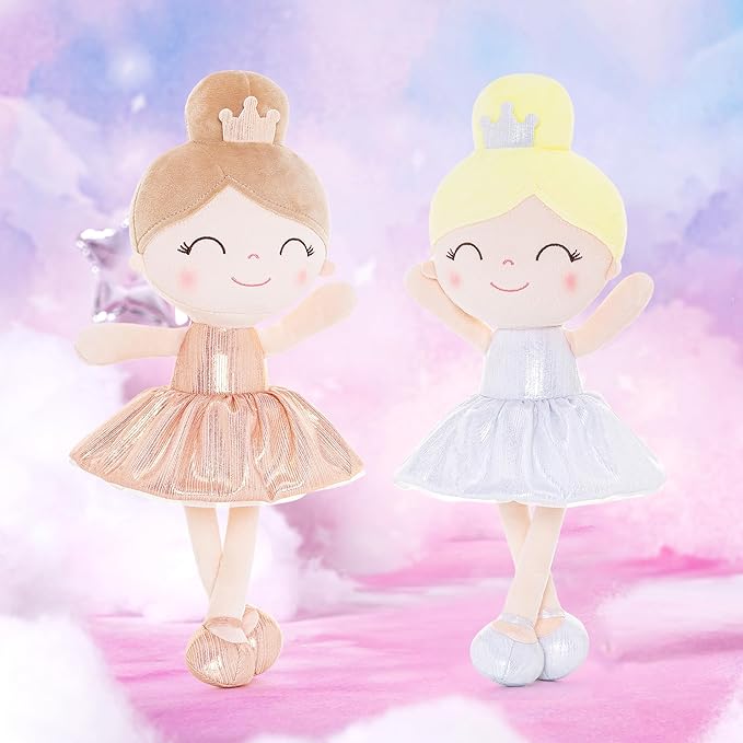 Gloveleya Baby Girl Gifts Baby Dolls Soft Doll Glitter Fish Scale Skirt Girl White 12inches