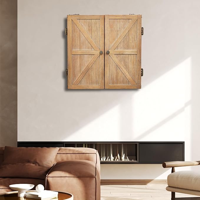 VEVOR Dart Board Cabinet Set, Multiple Styles Ready-to-Play Bundle Official Size, Steel Tip Dart Hideaway Cabinet, Features Easy Assembly, Complete with All Accessories, Perfect for Cricket Games