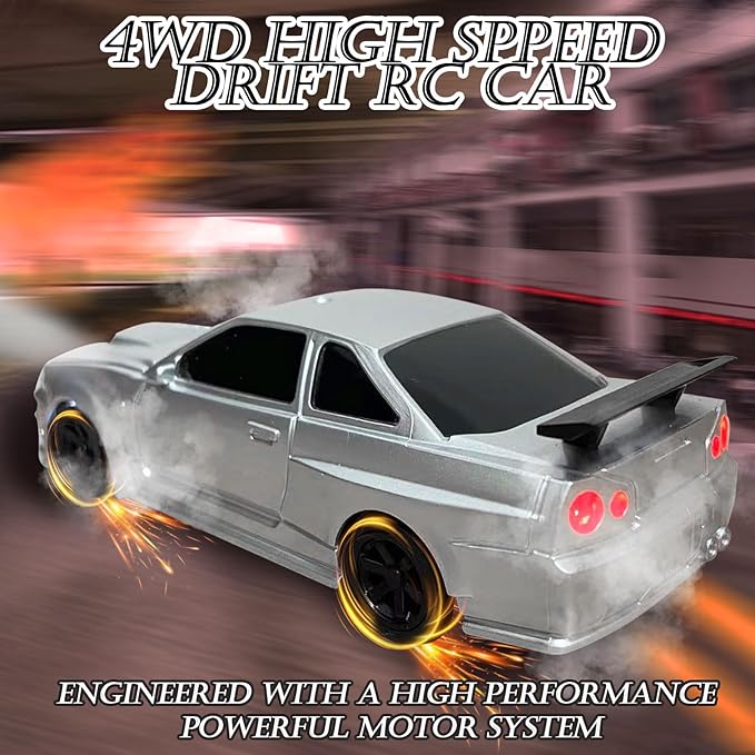 1/43 Mini RC Drift Car with Gyroscope, 2.4GHz Full Proportional High Speed Remote Control Car, RTR 4WD Fast RC Cars with LED Lights Racing Tires, Hobby RC Cars Toy Model Gift for Adults, Kids, Boys