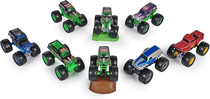 Monster Jam, Grave Digger 40th Anniversary 8-Pack Monster Trucks with Bonus Accessories, 1:64 Scale, Kids Toys for Boys and Girls 3 and up