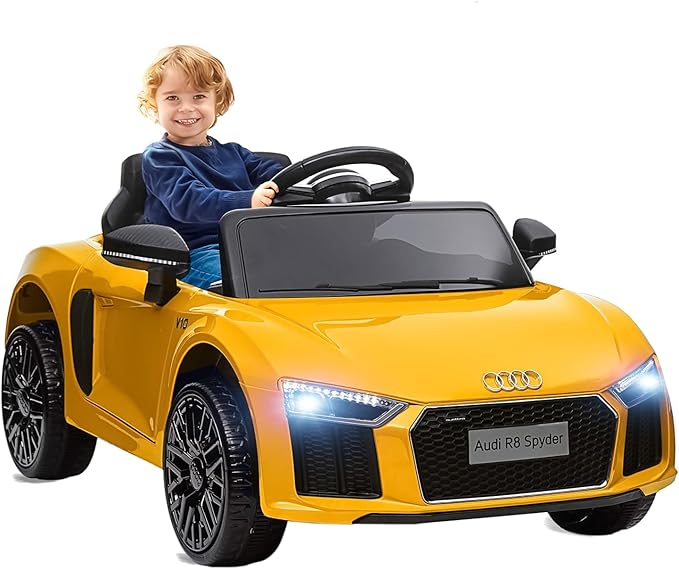 Licensed Audi 12V Kids Ride-On Car | Electric Car with Remote Control for Boys and Girls | 4-Wheel Design, LED Headlights, Music, and Horns