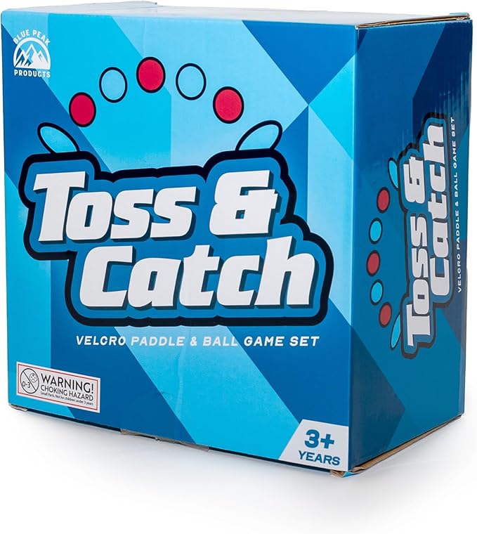 Toss and Catch Ball Set - Modern Ball and Catch Game with 4 Paddles and 4 Balls. Toss and Catch Game Set Includes mesh Storage Bag - Durable Modern Design