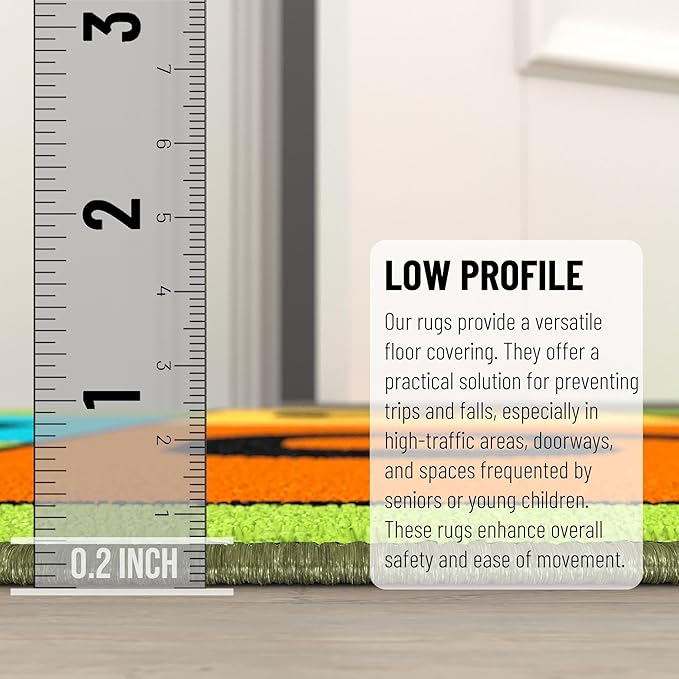 Ottomanson 2'7" x 6' Hopscotch Kids Rug - Play Mat for Playroom, Bedroom, Daycare & Classroom - Fun & Interactive Game Carpet - Durable and Non-Slip - Perfect for Learning & High-Traffic Areas, Green