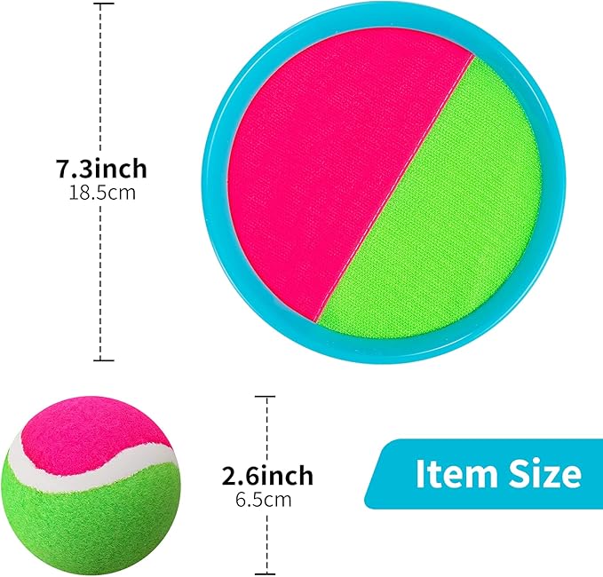 Outdoor Games for Kids - Toss and Catch Ball Set with 4 Paddles, 4 Balls, and 1 Storage Bag, Yard Games for Boys and Girls, Ages 4-8