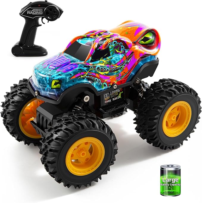 Remote Control Monster Truck Toys with Led Light Monster Truck Remote Control Car Rechargeable RC Monster Truck All Terrain for RC Truck Monster Trucks for Boys, Monster Truck Toys for Kids