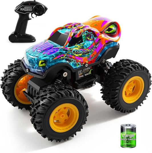 Remote Control Monster Truck Toys with Led Light Monster Truck Remote Control Car Rechargeable RC Monster Truck All Terrain for RC Truck Monster Trucks for Boys, Monster Truck Toys for Kids