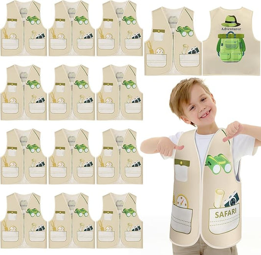 Panitay 12 Pcs Kids Community Helper Dress up Vest, Boy & Girl Career Cosplay Party Costume for Toddlers Occupation Role Play