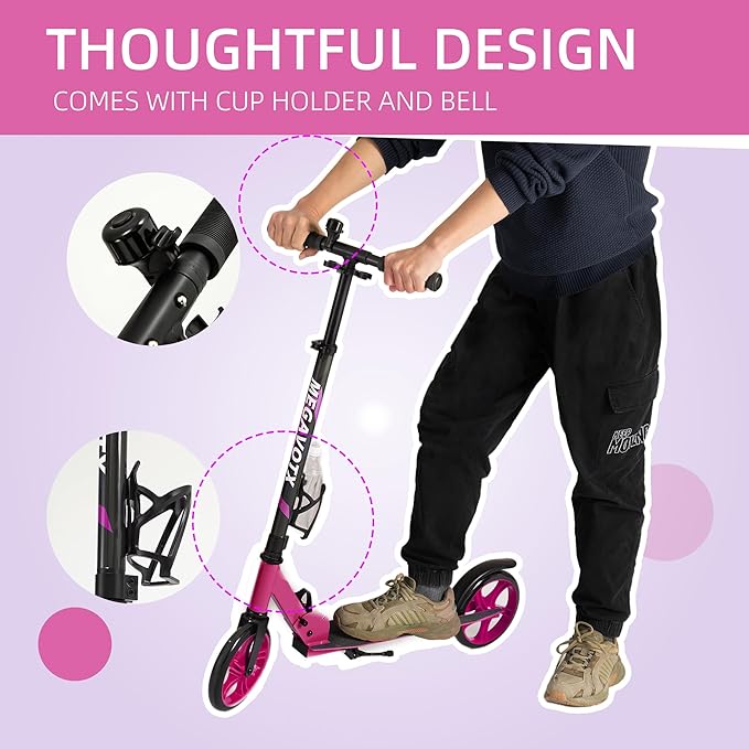 Kids & Adults Kick Scooter – 2 or 3 Wheel Options (LED on 3-Wheel) for Outdoor Fun & Commuting, Foldable and Portable, Adjustable Handle, Anti-Slip Deck (Ages 3 to Adult),Birthday Gift