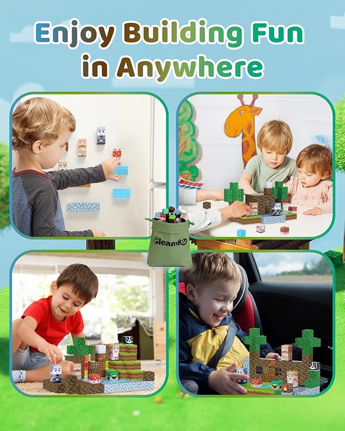 123PCS Magnetic Blocks - Forest Castle Theme Magnetic Blocks Building Toys, Toddler Magnet Toys STEM Building Game Sensory Gift for Kids Ages 3 4 5 6 7 8 9+ Boys Girls Birthday Gifts