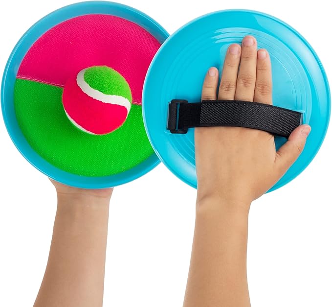 Outdoor Games for Kids - Toss and Catch Ball Set with 4 Paddles, 4 Balls, and 1 Storage Bag, Yard Games for Boys and Girls, Ages 4-8