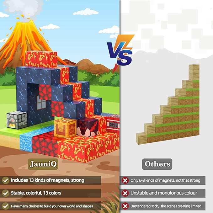 Magnetic Blocks 100 Pcs Magnetic Tiles Building Toys - Construction STEM Sensory Toys for 3-8 Year Old Boys & Girls