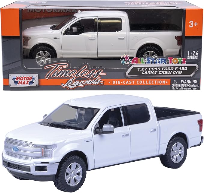 Motor Max 2019 Ford F-150 Lariat Crew Cab Pickup Truck, White 79363WH - 1/27 Scale Diecast Model Toy Car,unisex-children