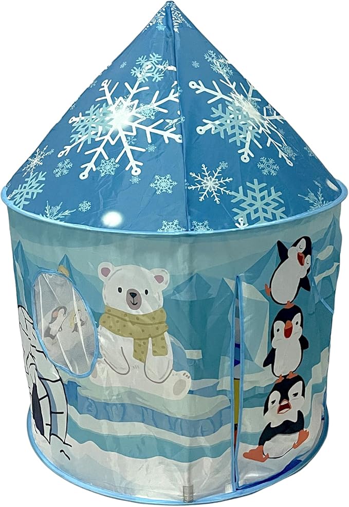 Montessori Play Tent for Kids Toddlers Boy Girl, Pop Up Imagination Creative Sensory Soft Portable Toy Gift, Indoor Outdoor Airfort Bed Fort Party Room Ice Winter Wonderland (Penguin Igloo)