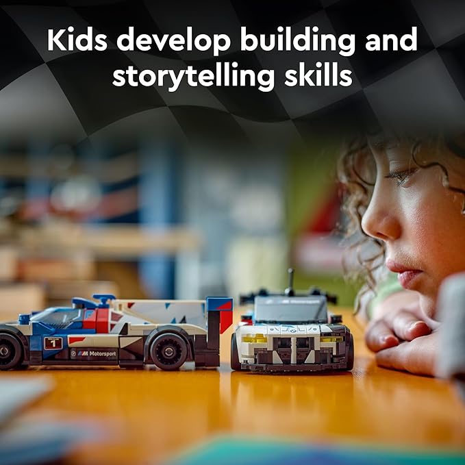 LEGO Speed Champions BMW M4 GT3 & BMW M Hybrid V8 Race Cars, BMW Toy for Kids with 2 Buildable Models and 2 Driver Minifigures, Car Toy Birthday Gift Idea for Boys and Girls Ages 9 and Up, 76922