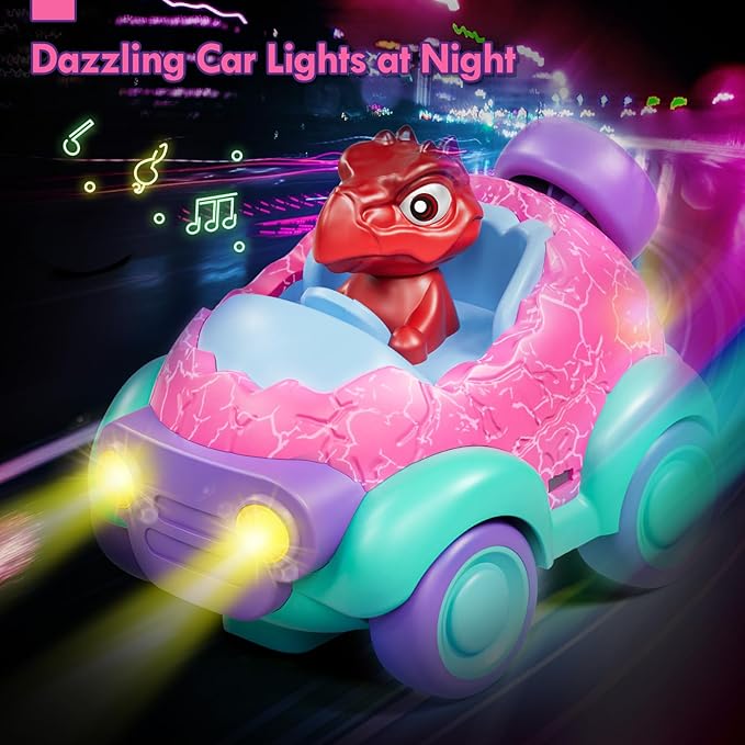 Lehoo Castle Remote Control Car for Toddlers, Toddler Girl Toys 2-3, Dinosaur Toys for Girls Ages 2-4 with Lights & Music, Toys for 2 3 4 Year Old Girls