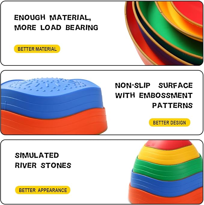 Stepping Stones for kids,Non-Slip Sensory Stepping Stones for Promoting Toddler's Balance Coordination Skills,Obstacle Courses Sensory Toys Outdoor or Indoor Play for Kids Age 3-8
