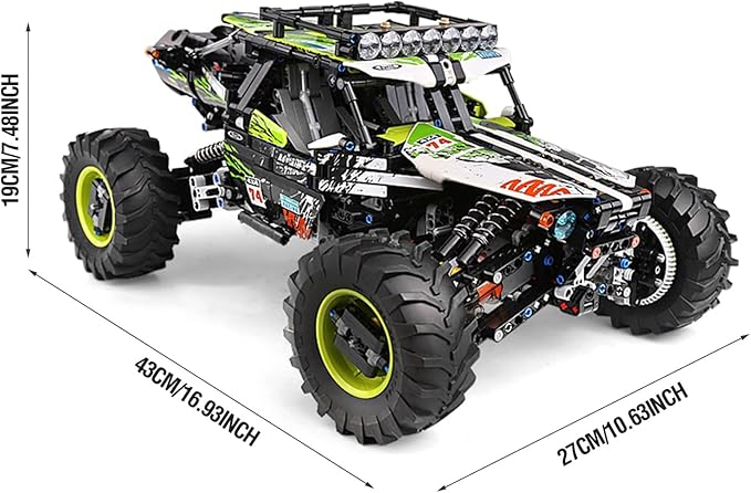 Mould King 18002 Off-Road Car Model, 1890 Pcs Building Block Climbing Vehicle with 5 Motor, Big RC Car Toy for Kids/Adult