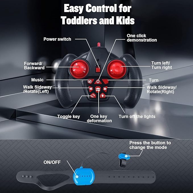 Gesture Sensing RC Stunt Car, Best Birthday Gift Ideas for Boys 6-12, Toys for Boys Age 8/9/10/11/12, 4WD 2.4GHz Remote Control Twist Car with Light & Music, Off Road 360° Rotating