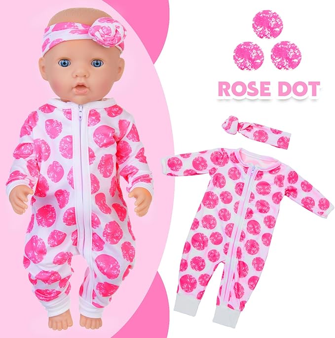 Unicorn Element 5 Sets 14-18 Inch Baby Doll Clothes Outfits Casual Wear for 17 Inch Baby Doll 10 Pcs Girl Doll Clothes and Headbands for 15-18 Inch Doll