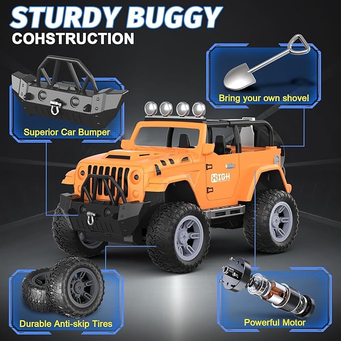 Remote Control Car for Kids - 2.4GHz Fast RC Car with LED Lights, 1:18 Scale Offroad Buggy, 20 KM/H Speed, 35-Min Playtime, Rechargeable Battery, Gift for Boys & Girls Ages 6-12