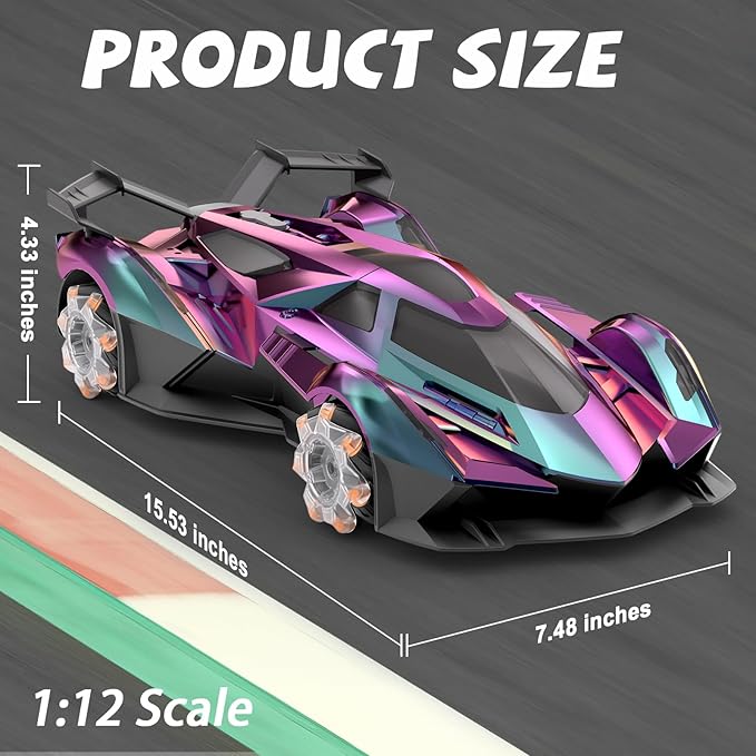 SASBSC Lambo Remote Control Car for Boys 4-7 8-12 Drift Rc Cars with 360° Rotation, Spray, Music & Lights 1:12 Rechargeable Rc Car Toys 10-12km/h Sport Race Toy Cars Gifts for Kids (Multi-Color)
