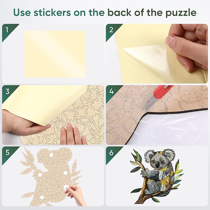 Wooden Puzzles for Adults, Koala Jigsaw Puzzles 200 Pieces, Unique Shaped Puzzle for Adults and Kids, Christmas Birthday Gift Family Game 12.4 x 12.6 Inch