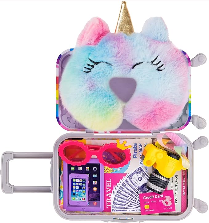 ZITA ELEMENT 24 Pcs 18 Inch Girl Doll Clothes and Accessories Travel Suitcase Set for 18 Inch Doll Accessories Unicorn Stuff