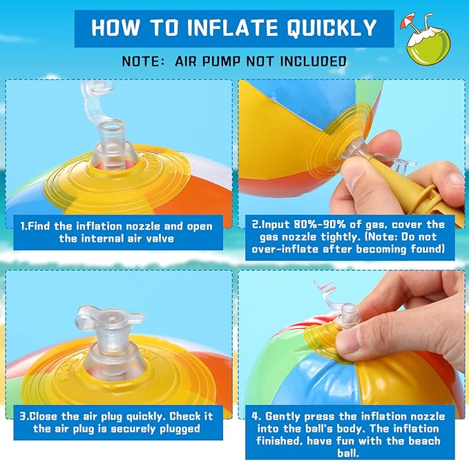 Tanlade 36 Pcs Beach Pool Party Favors Water Guns Bulk 4.72/6/12 Inches Inflatable Rainbow Beach Balls Water Squirters for Kids Summer Theme Party Favor Pool Toys(4.72)