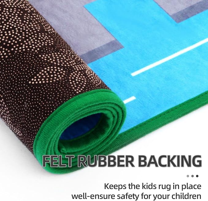 Large Kids Carpet Play Mat Rug for Playroom, 48'' x 71'’ Car Rugs Mat for Kids Toy Cars, City Life with Road Traffic Playmat Rugs Great for Kids Bedroom Play Room Boy Room Decor, Green