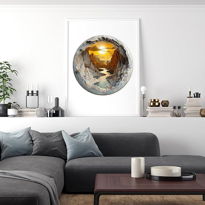 Wooden Puzzles for Adults, Wooden Jigsaw Puzzles for Adults Kids, 3D Vision Inside The Cave-1 Unique Shaped Wood Puzzles Adult, Creative Birthday Gifts for Friends Family Game(13.4 * 13.4in 300pcs)