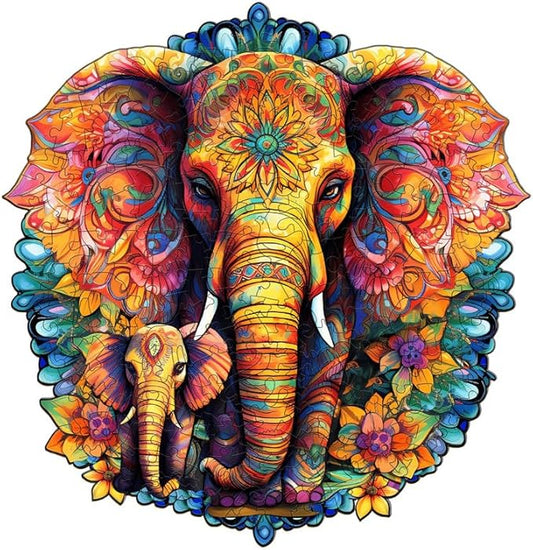 Wooden Puzzles for Adults, Mandala Elephant (L-280pcs) Wooden Jigsaw Puzzles Kids, 12.2 * 11.8in Unique Shaped Animal Wood Puzzles Adults, Xmas Christmas Puzzles Birthday Gift Family Game