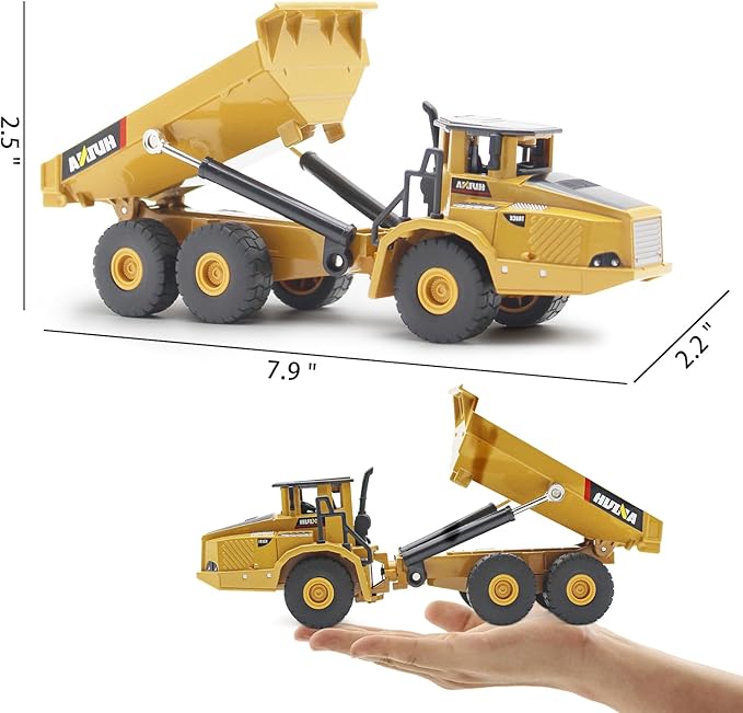 Dollox Die-cast Articulated Dump Truck - 1/50 Metal Construction Vehicle Model Toy Gift for Kids