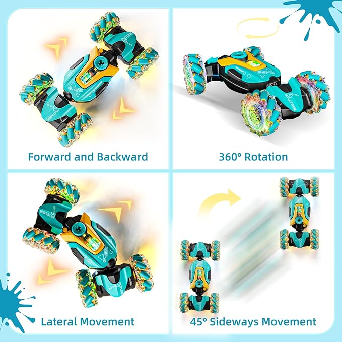 Gesture Sensing RC Stunt Car,Remote Control Car Toys for Ages 5-13,4WD All-Terrain with 360° Flips & LED Music Show,3-6 Year Old Boy Birthday Gift,Indoor/Outdoor Play & Gifts for Boys Toys Age 8-10